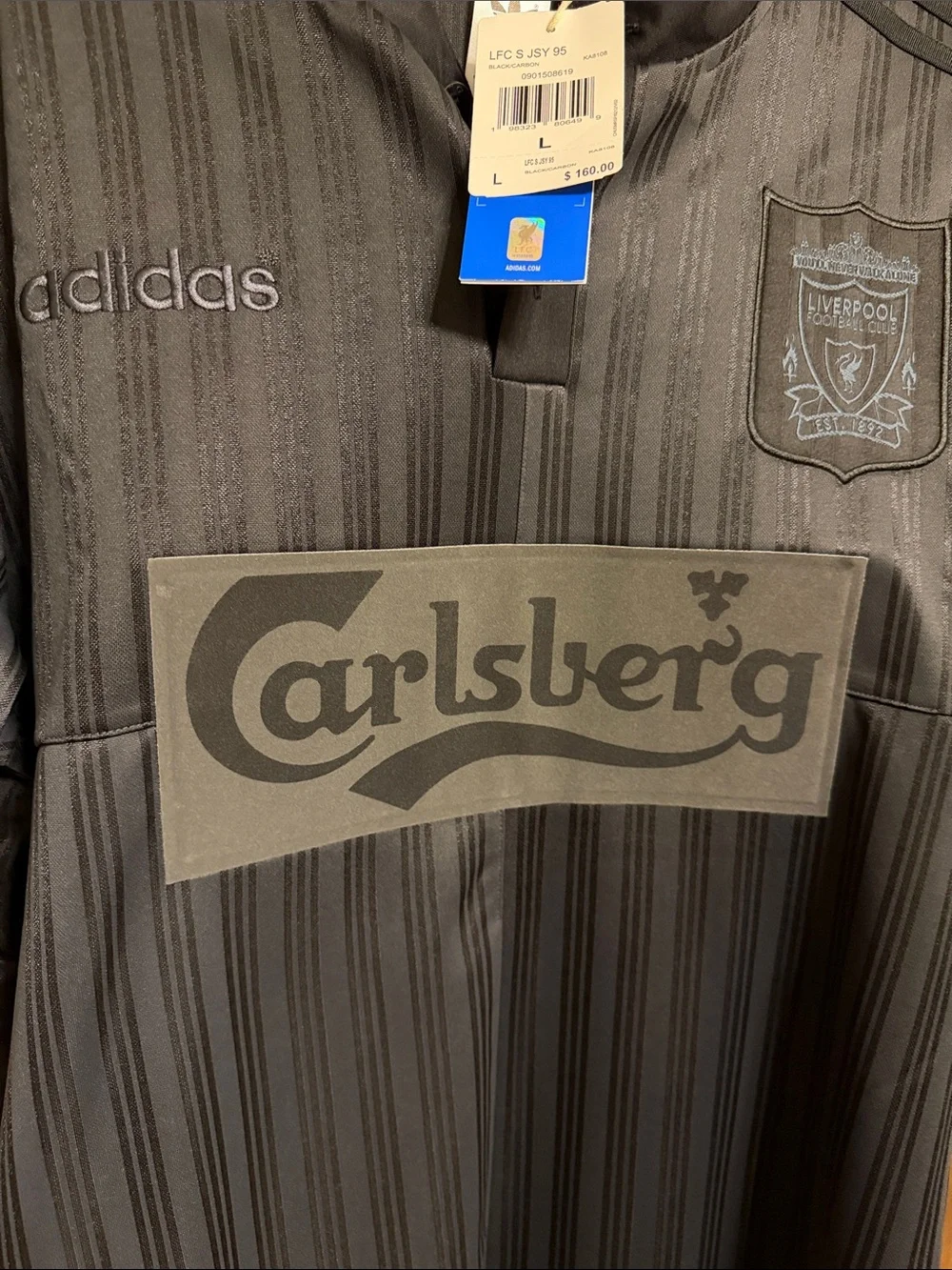 NWT Authentic Adidas Men’s Black Liverpool FC Retro Carlsberg Special 95 Jersey